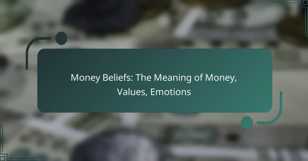 Money Beliefs: The Meaning of Money, Values, Emotions