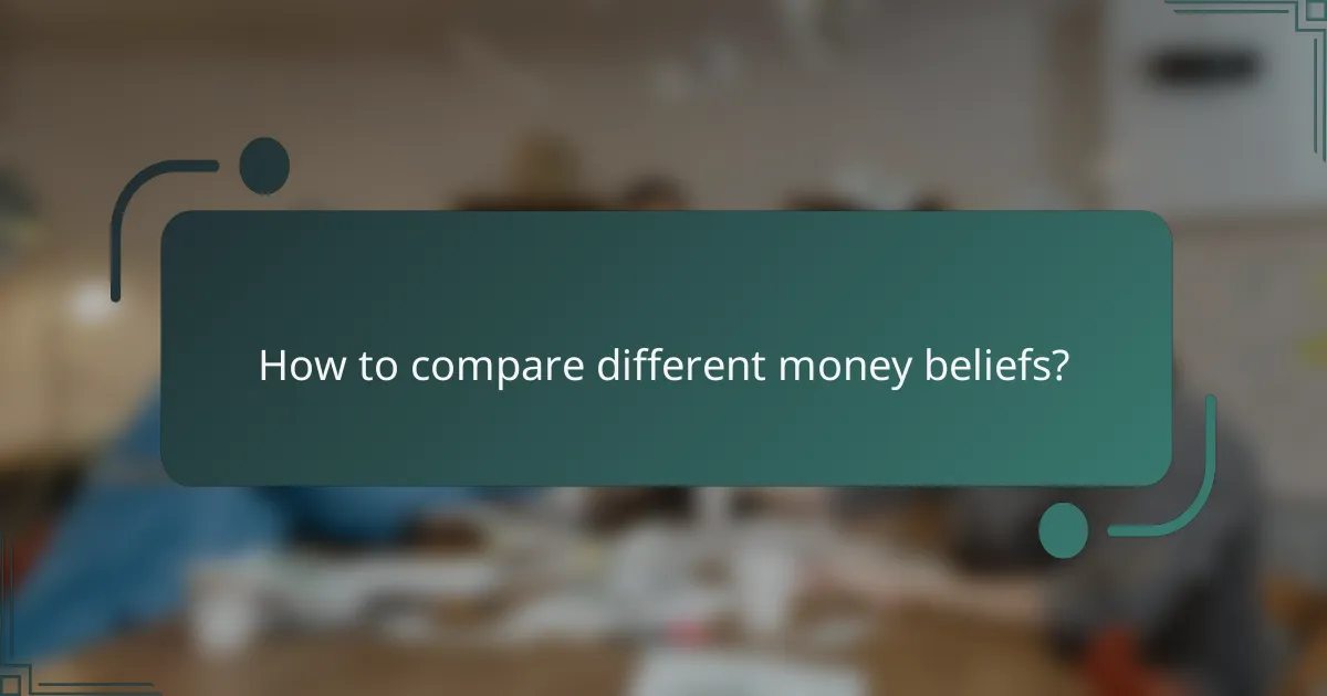 How to compare different money beliefs?