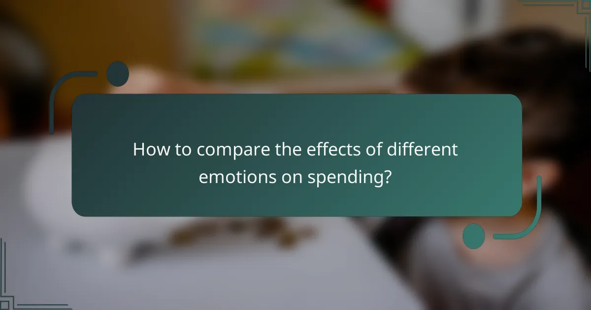 How to compare the effects of different emotions on spending?