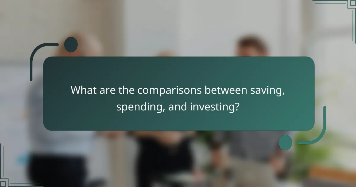 What are the comparisons between saving, spending, and investing?