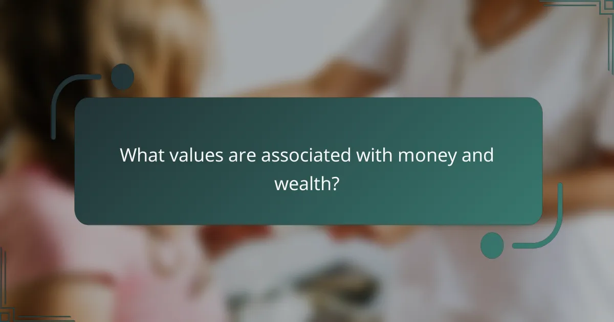 What values are associated with money and wealth?